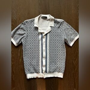 Primark White and Blue Casual Button Down Shirt